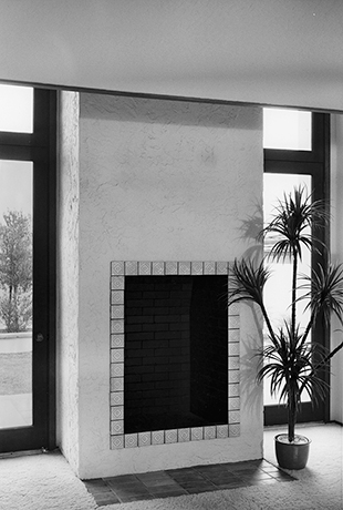 Stucco and Tile faced fireplace